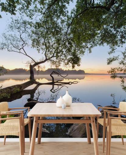 fridfull sjötapetväggmålning som heter Lake View av 1x för hemmakontor och företag fridfull sjötapetväggmålning som heter Lake View av 1x för hemmakontor och företag