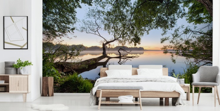 Friedliches Seetapeten-Wandbild namens Lake View von 1x für Heimbüros und Unternehmen
