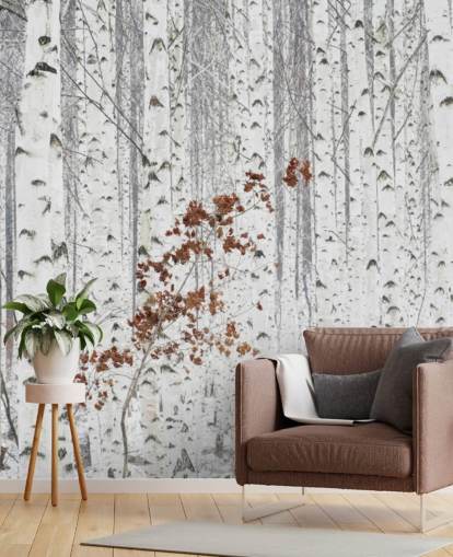 svart og hvit bjørk skog med innslag av høstløvet tapet svart og hvit bjørk skog med innslag av høstløvet tapet