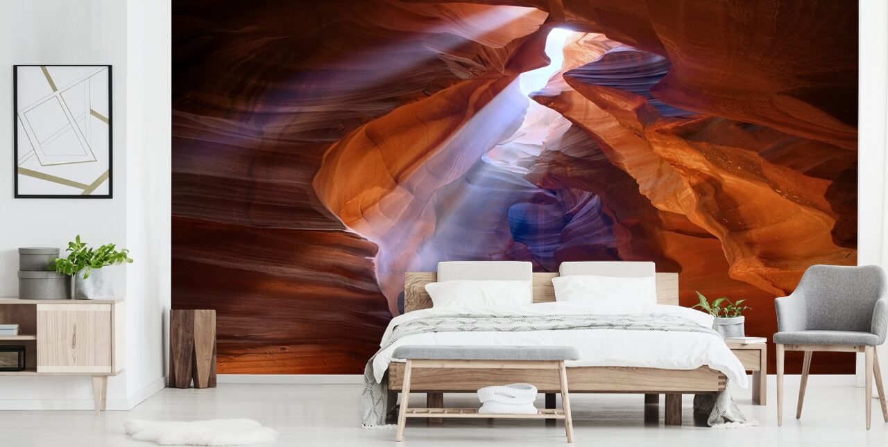 grotte de sable avec lumière filtrant à travers le papier peint