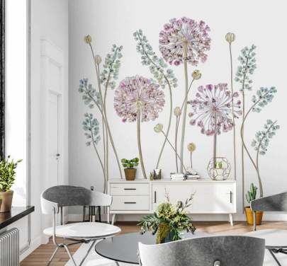 lilac and blue shaded floral wallpaper