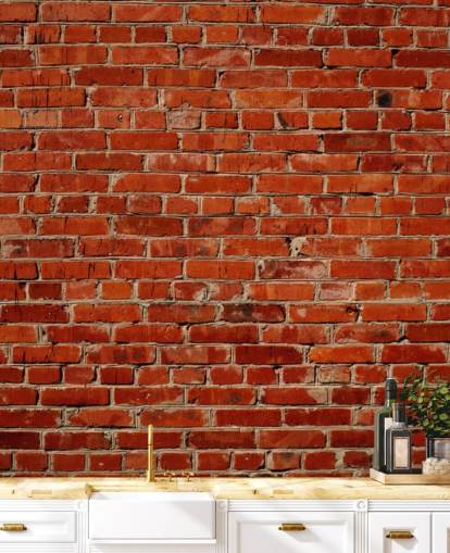 mural de papel de parede de tijolo vermelho personalizável chamado Red Brick Wall para quartos e escritórios mural de papel de parede de tijolo vermelho personalizável chamado Red Brick Wall para quartos e escritórios