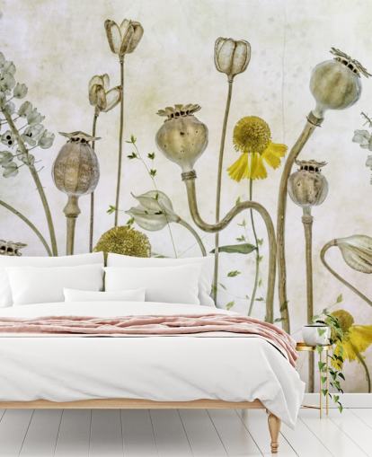 carta da parati heleniums gialli e vecchi papaveri carta da parati heleniums gialli e vecchi papaveri