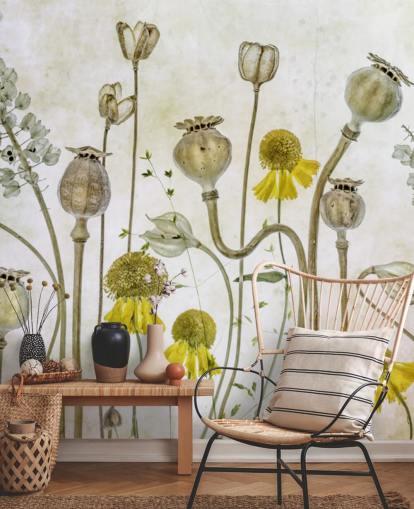 gule helenium og gamle valmuer tapet gule helenium og gamle valmuer tapet