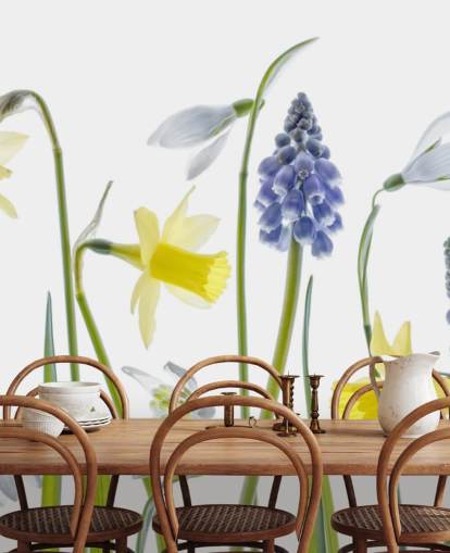narcisos y campanas azules papel tapiz de flores de primavera narcisos y campanas azules papel tapiz de flores de primavera