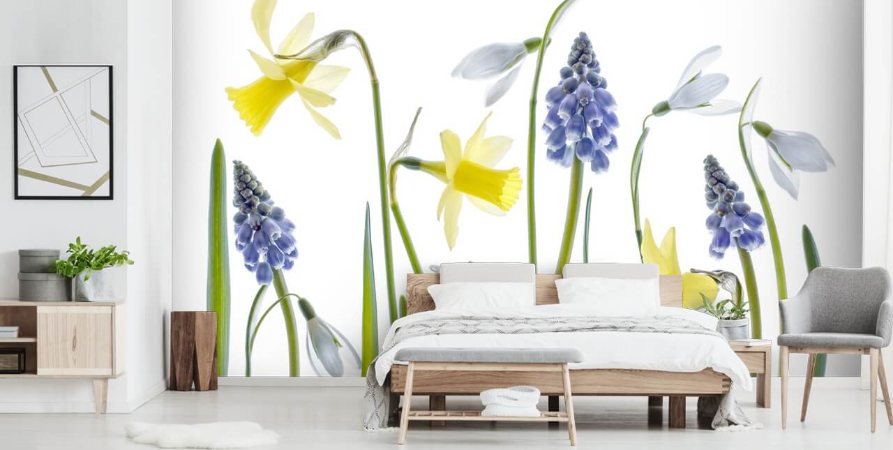 daffodils and blue bells spring flowers wallpaper