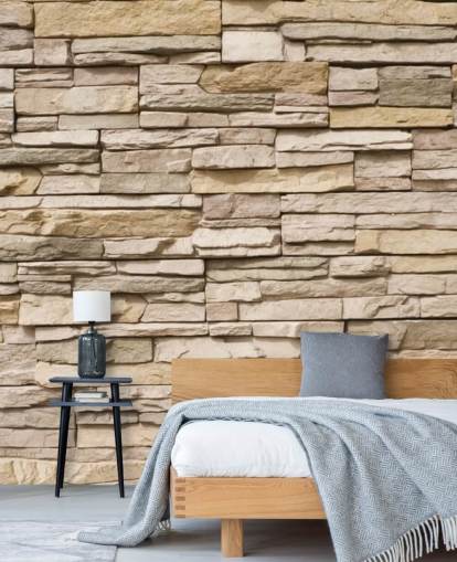 beige tilpasset stein tapet veggmaleri kalt Stacked Stone Wall beige tilpasset stein tapet veggmaleri kalt Stacked Stone Wall