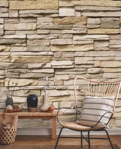 beige brugerdefineret sten tapetmaleri kaldet Stacked Stone Wall beige brugerdefineret sten tapetmaleri kaldet Stacked Stone Wall