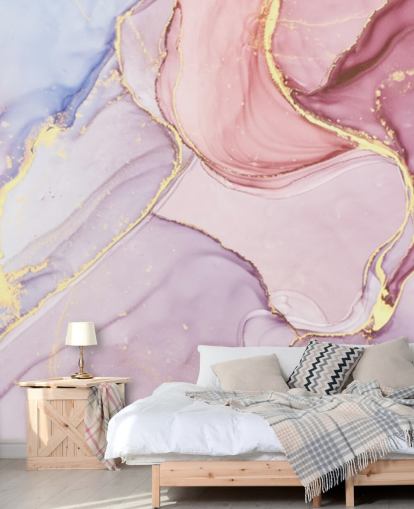 Personalisierbare Aquarelltapete aus Marmor in Violett, Blau und Rosa namens Pink Swirl für Schlafzimmer und Badezimmer Personalisierbare Aquarelltapete aus Marmor in Violett, Blau und Rosa namens Pink Swirl für Schlafzimmer und Badezimmer