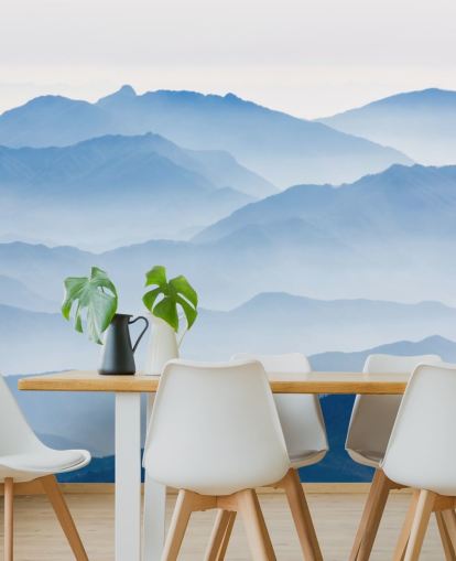 blå tåkete lag av fjell foto tapet blå tåkete lag av fjell foto tapet