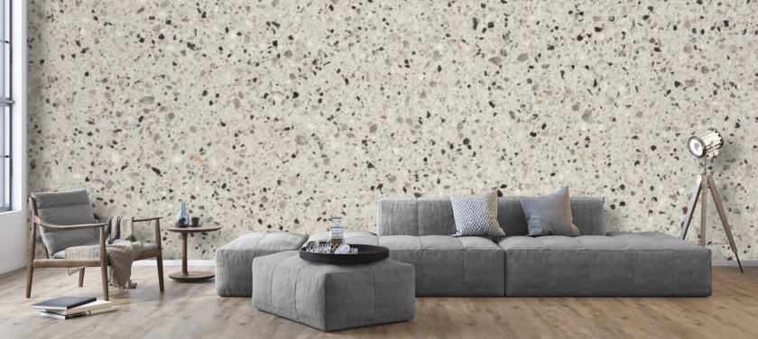 Sort plettet terrazzo tapet