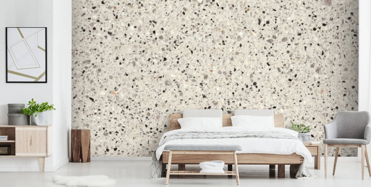 Sort plettet terrazzo tapet