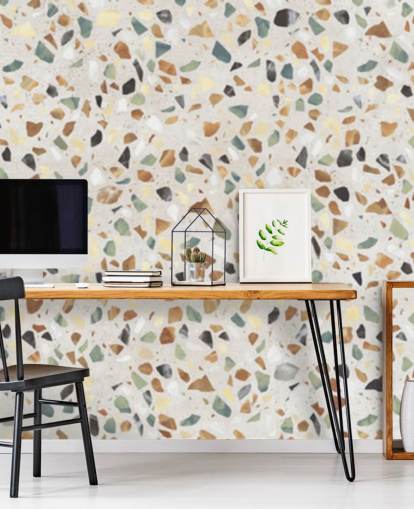 Papel de parede de terrazzo de efeito mármore natural Papel de parede de terrazzo de efeito mármore natural