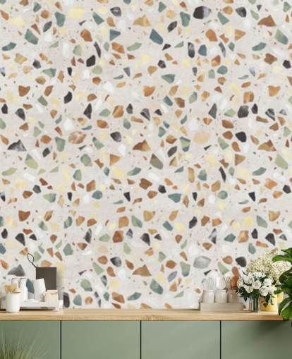 Papel pintado de terrazo efecto mármol natural Papel pintado de terrazo efecto mármol natural