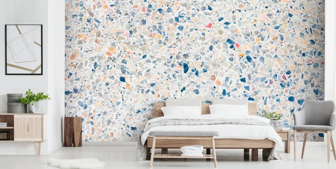 blå och vit terrazzo tapet blå och vit terrazzo tapet