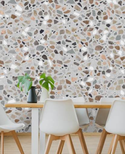 Brun spräcklig terrazzo tapet Brun spräcklig terrazzo tapet