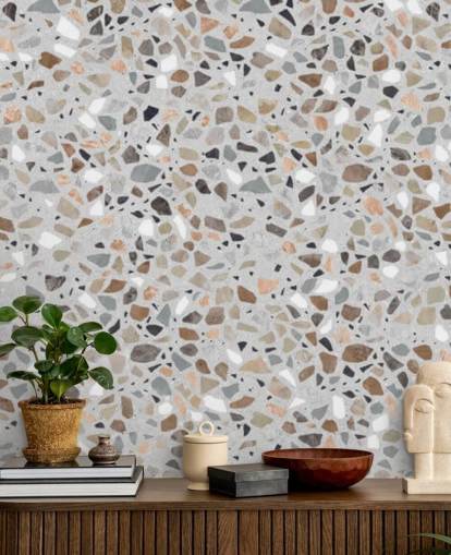 Brun plettet terrazzo tapet Brun plettet terrazzo tapet