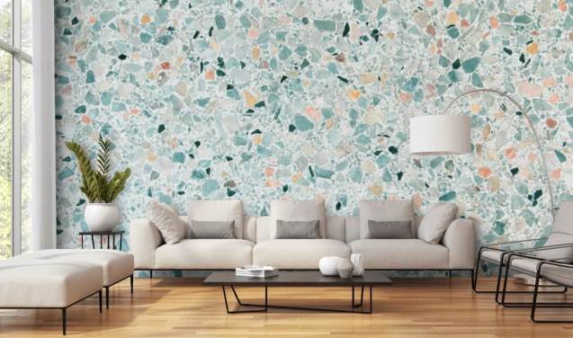 krikand grøn terrazzo tapet