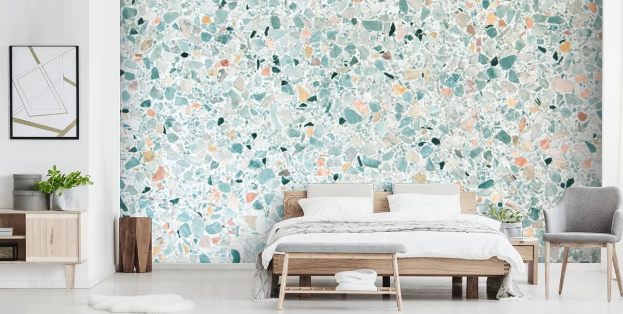 teal green terrazzo wallpaper