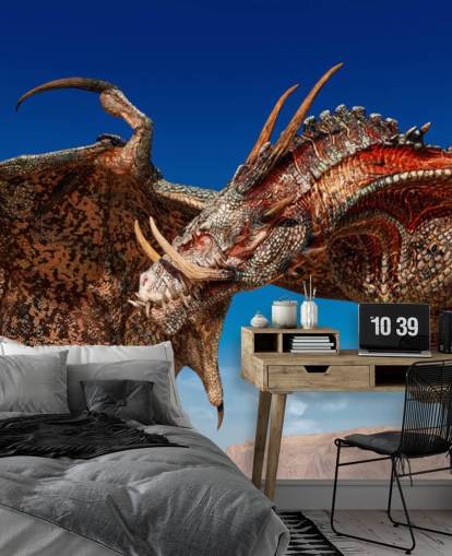 skrämmande horned röd drake flygande tapet skrämmande horned röd drake flygande tapet