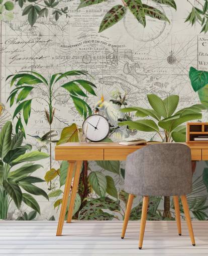 vintage style illustration of colourful birds in jungle wallpaper vintage style illustration of colourful birds in jungle wallpaper