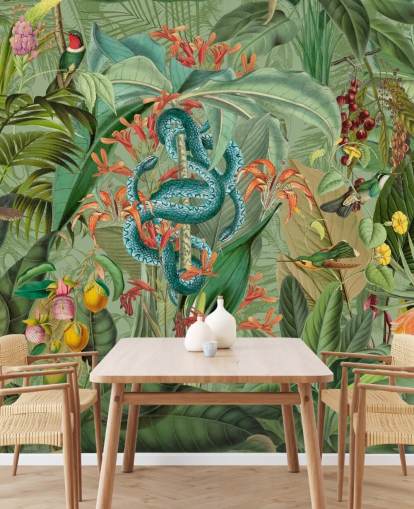 ilustração da selva com papel de parede de cobras ilustração da selva com papel de parede de cobras