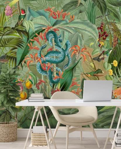 jungle illustration with snakes wallpaper jungle illustration with snakes wallpaper
