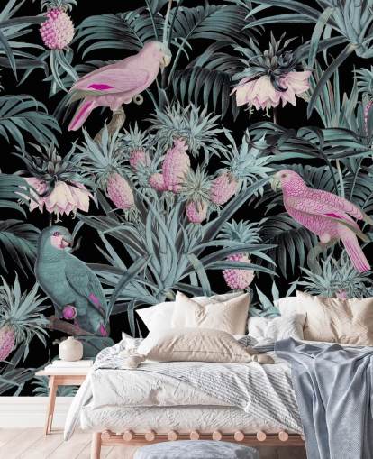 sepia papegøyer i jungelen tapet sepia papegøyer i jungelen tapet