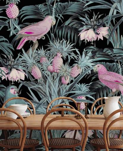 Sepia Papageien im Dschungel Tapete Sepia Papageien im Dschungel Tapete