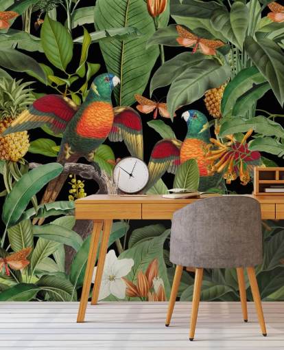 parrots, moths and jungle wallpaper parrots, moths and jungle wallpaper