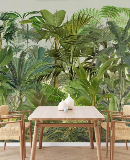 green customisable leaf wallpaper mural called Tropical Landscape by Andrea Haase for lounges green customisable leaf wallpaper mural called Tropical Landscape by Andrea Haase for lounges