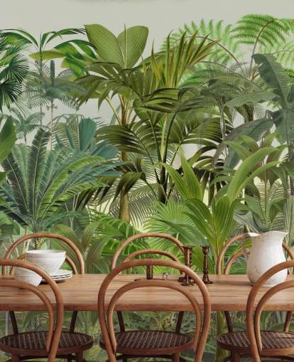 green customizable leaf wallpaper mural called Tropical Landscape by Andrea Haase for lounges green customizable leaf wallpaper mural called Tropical Landscape by Andrea Haase for lounges