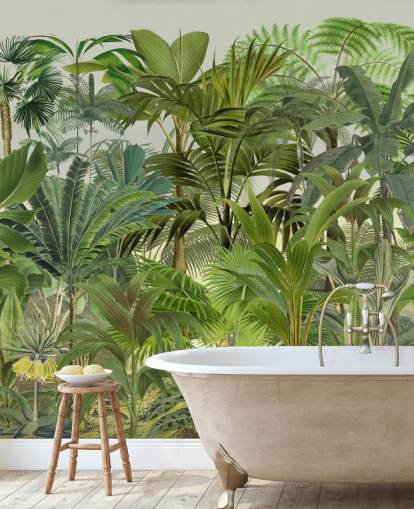 green customisable leaf wallpaper mural called Tropical Landscape by Andrea Haase for lounges green customisable leaf wallpaper mural called Tropical Landscape by Andrea Haase for lounges