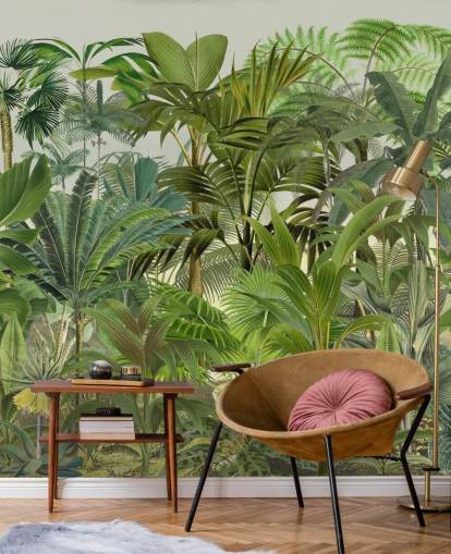 green customizable leaf wallpaper mural called Tropical Landscape by Andrea Haase for lounges green customizable leaf wallpaper mural called Tropical Landscape by Andrea Haase for lounges