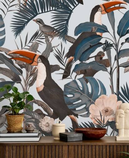 toucan i jungle illustreret tapet toucan i jungle illustreret tapet