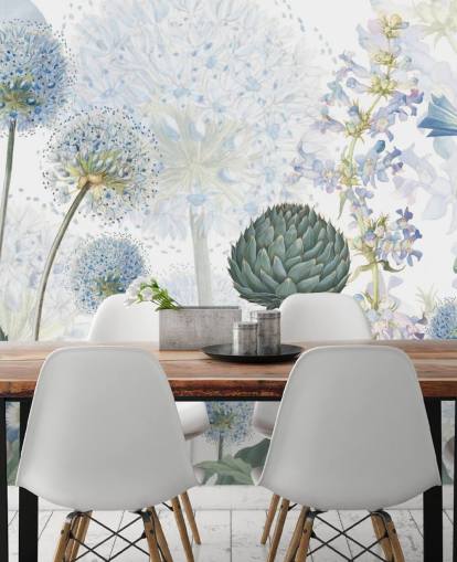 blue and white custom meadow flowers wallpaper mural called Blue Wild Meadow by Sir Edward for bedrooms blue and white custom meadow flowers wallpaper mural called Blue Wild Meadow by Sir Edward for bedrooms