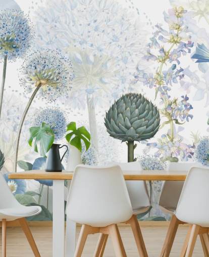 blue and white custom meadow flowers wallpaper mural called Blue Wild Meadow by Sir Edward for bedrooms blue and white custom meadow flowers wallpaper mural called Blue Wild Meadow by Sir Edward for bedrooms