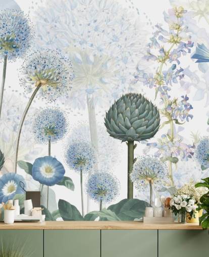 papier peint mural personnalisé bleu et blanc de fleurs de prairie appelé Blue Wild Meadow par Sir Edward pour les chambres papier peint mural personnalisé bleu et blanc de fleurs de prairie appelé Blue Wild Meadow par Sir Edward pour les chambres