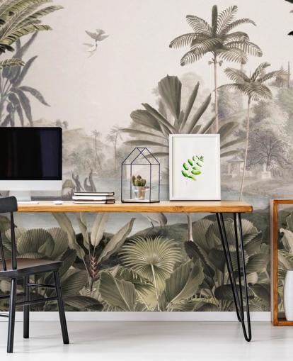 green customisable leopard wallpaper mural called Leopard Landscape by Sir Edward for living room green customisable leopard wallpaper mural called Leopard Landscape by Sir Edward for living room