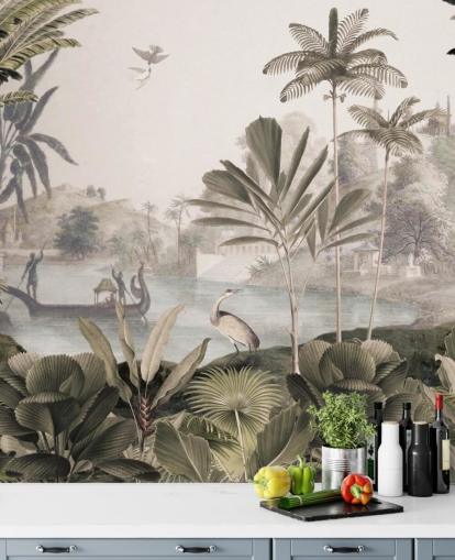 mural de papel de parede de leopardo personalizável verde chamado Leopard Landscape de Sir Edward para sala de estar mural de papel de parede de leopardo personalizável verde chamado Leopard Landscape de Sir Edward para sala de estar