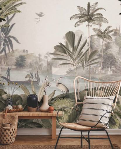 papier peint mural léopard personnalisable vert appelé Leopard Landscape par Sir Edward pour le salon papier peint mural léopard personnalisable vert appelé Leopard Landscape par Sir Edward pour le salon