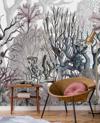 illustrated vintage purple and blue coral wallpaper illustrated vintage purple and blue coral wallpaper