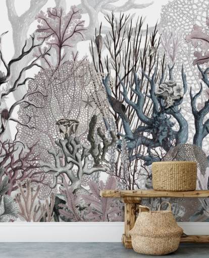 kuvitettu vintage violetti ja sininen koralli tapetti kuvitettu vintage violetti ja sininen koralli tapetti