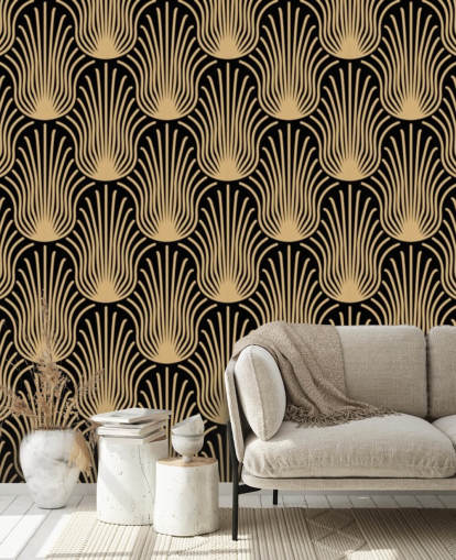 papel de parede art deco preto e dourado papel de parede art deco preto e dourado