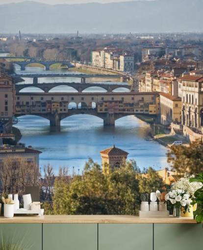 Vista panorâmica de Florença e Ponte Vecchio papel de parede Vista panorâmica de Florença e Ponte Vecchio papel de parede