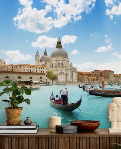 Grand Canal and Basilica Santa Maria della Salute, Venedig, Italien vægmaleri Grand Canal and Basilica Santa Maria della Salute, Venedig, Italien vægmaleri