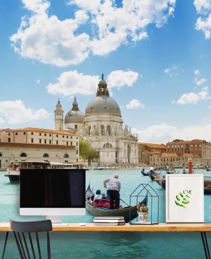 Canal Grande och Basilica Santa Maria della Salute, Venedig, Italien väggmålning Canal Grande och Basilica Santa Maria della Salute, Venedig, Italien väggmålning