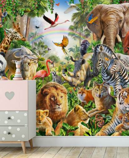 animali da tutto il mondo nella carta da parati della giungla animali da tutto il mondo nella carta da parati della giungla