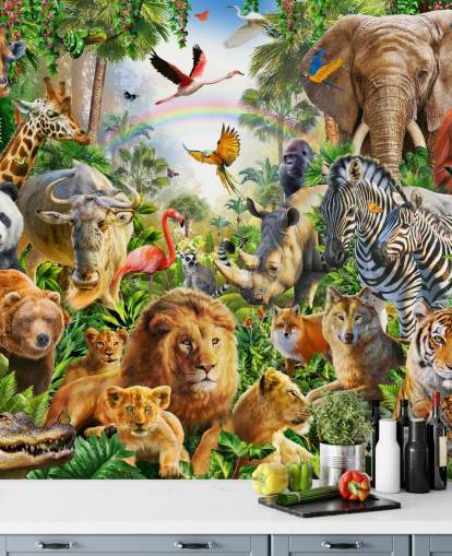 animais de todo o mundo no papel de parede da selva animais de todo o mundo no papel de parede da selva