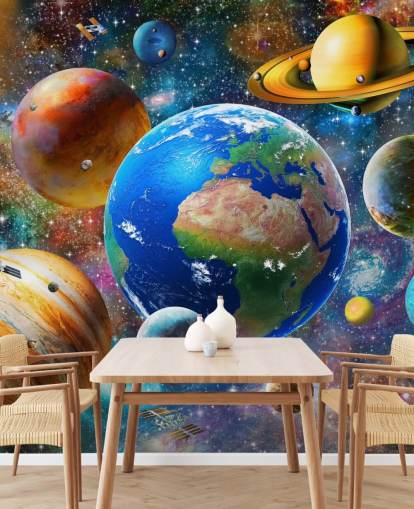 Planeten und Sonne gruppiert Tapete Planeten und Sonne gruppiert Tapete